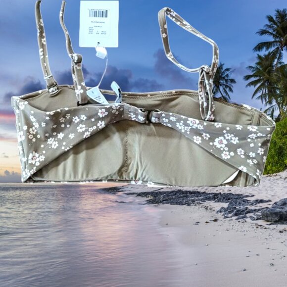 Andie Swim The Bora Bora Top Ditsy Floral Olive Eco Nylon Size Small - Picture 4 of 10
